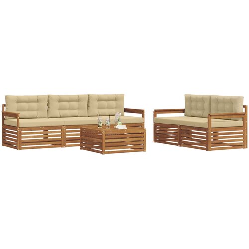  Set vanjskih sofa 6 kom. Prirodna i bež 79 x 79 x 37 cm Slike