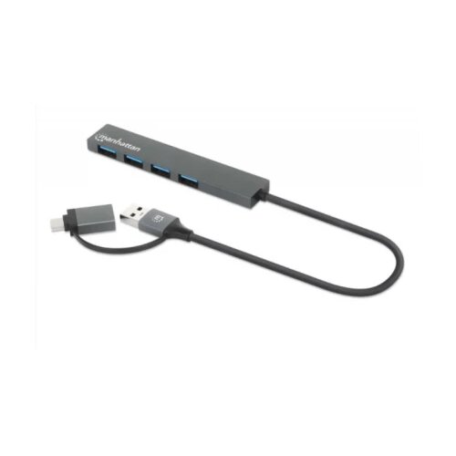 Manhattan USB-C/USB-A HUB 4port 181006 4xUSB-A 3.2/5Gbps/Crni Cene
