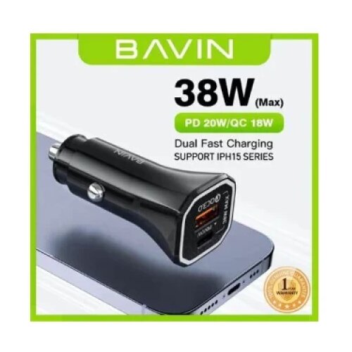 BAVIN auto punjač PD20W QC3.0 USB-A + USB-C crna Cene
