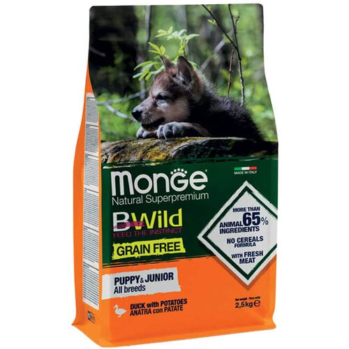 Monge bwild grain free puppy &amp;amp; junior dog duck - hrana za &amp;scaron;tence sa pačetinom (2,5kg i 12kg) 2,5kg Slike