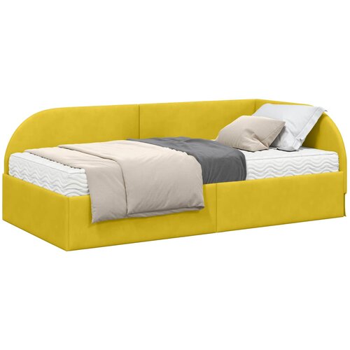 vidaXL Kutni krevetni okvir s madracem s uzglavljem 2 pcs Žuta Bar&scaron;un - Žuta 90 x 190 cm Cijene