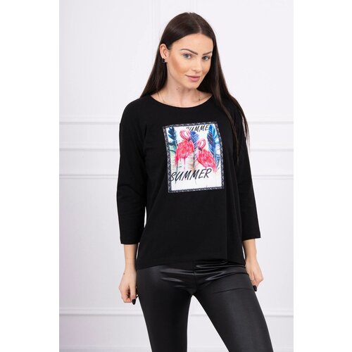 Kesi Blouse with 3D black flamingo graphics Slike