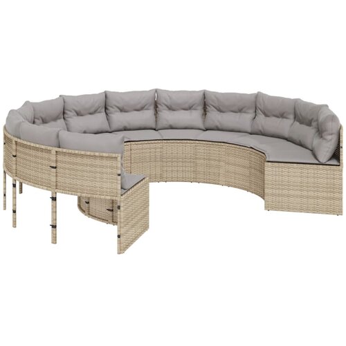 Maison Chic Vrtni kavč - Zunanji kavč z blazinami okrogel bež poli ratan, (22043629) Cene