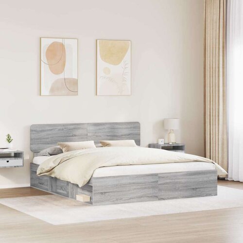  Okvir za krevet s uzglavljem Siva Sonoma 180 x 200 cm Slike