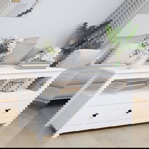 VidaXL Klubska mizica bela 102x49x55 trdna borovina Slike