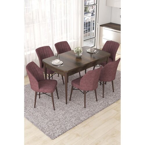 Hanah home Set Trpezarijski sto i 6 stolica Nef, Prljavo roza Cene