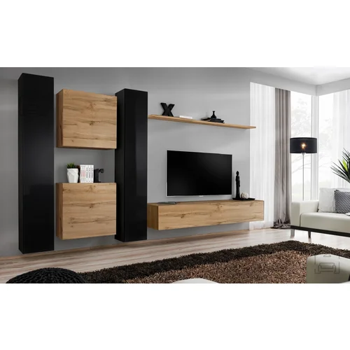 ASM Meble Dnevni TV regal Switch VI 330 cm - črn/votan