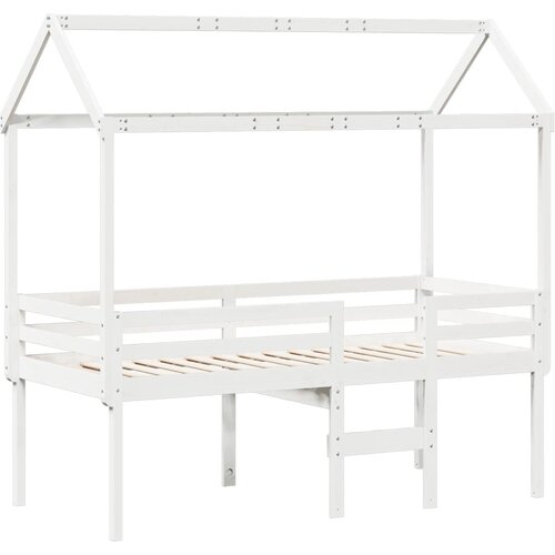 vidaXL Visoka postelja s streho bela 80x200 cm trdna borovina, (21243143) Cene