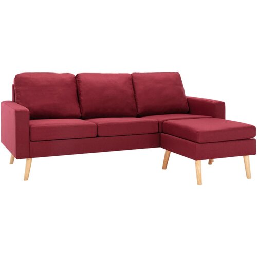 Maison Chic kavč - Sofa - Kanape trosed s stolčkom za noge vinsko rdeče blago, (21727986) Cene