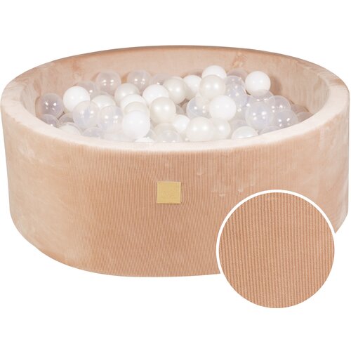 MeowBaby Round Ball Pit z žogicami 7cm za otroka, 90x30cm/200 žogic, Velvet žamet, Pesek: bel, bel biser, prozoren, (20800796) Cene