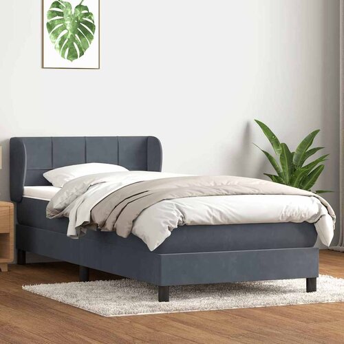 Box spring krevet s madracem tamnosivi 80 x 220 cm baršunasti Cene