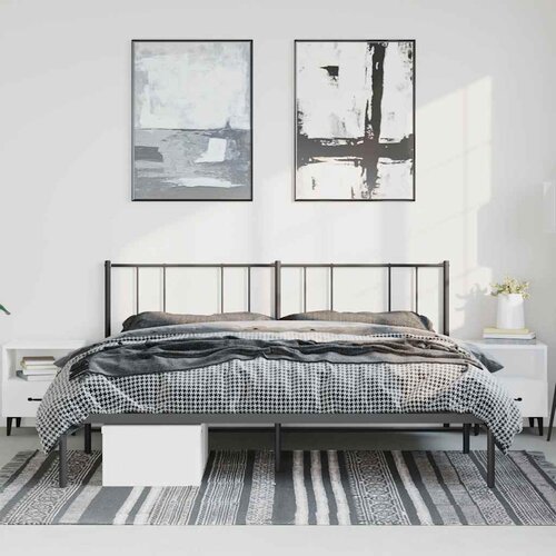  Metalni okvir za krevet s uzglavljem crni 183x213 cm Slike