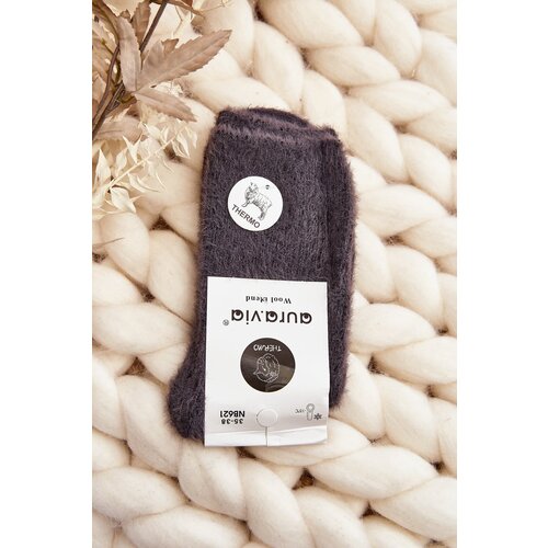 Kesi Warm smooth women&amp;#039;s alpaca socks, dark grey Slike