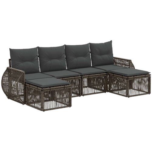 vidaXL Vrtna sedežna garnitura 6 pcs Siva in temno siva poli ratan, (5000272262) Cene