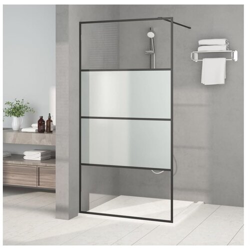  Pregrada za tu&scaron; črna 100x195 cm delno motno ESG steklo Cene