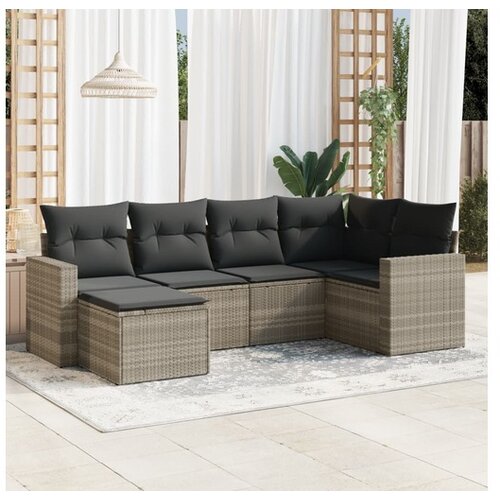 vidaXL 6-dijelni set vrtnih sofa od poliratana s jastucima svjetlosivi Cijene