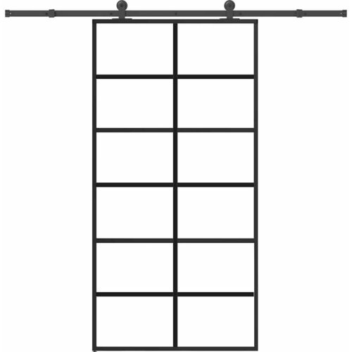 VidaXL Klizna vrata s okovom 102x205 cm ESG staklo i aluminij Slike