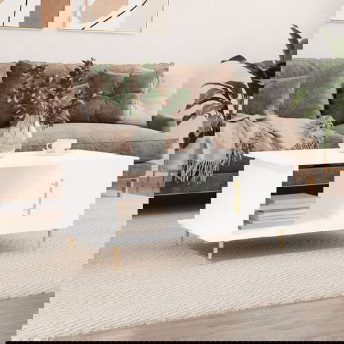 VidaXL Klubska mizica bela 90x50x40 inženirski les Slike