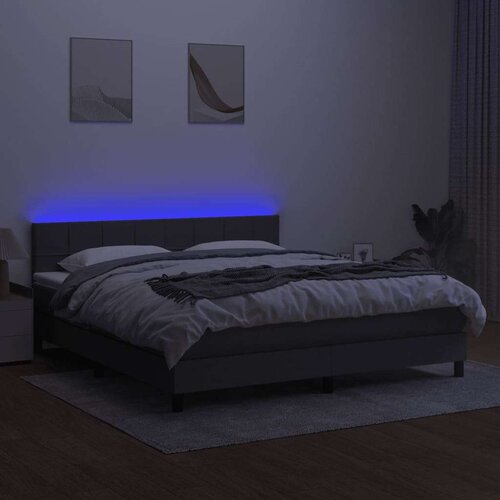  Box spring s madracem LED tamnosivi 180x200 cm tkanina Slike