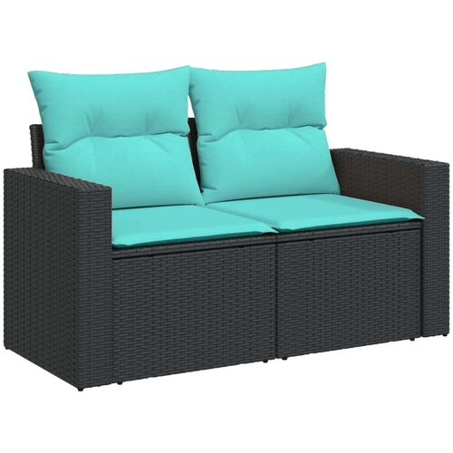  Vrtna garnitura - 10-dijelni set vrtnih sofa od poliratana s jastucima crni - Crna 2x corner+5x centre+2x sofa+1x garden+11x bac Slike