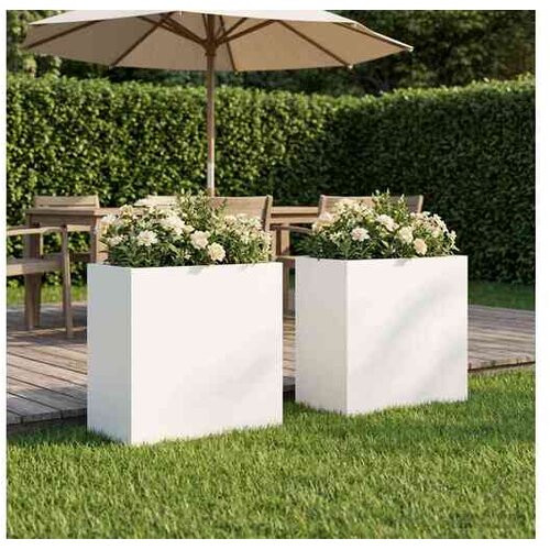 vidaXL Vrtna saksija 2 kom. Bijela 50 x 30 x 50 cm Čelična vrata - Bijela 50 x 30 x 50 cm 2 Cene