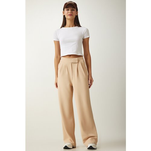  Women&amp;#039;s Cream Waist Velcro Comfortable Palazzo Pants Slike