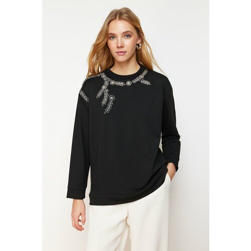 Trendyol Black Embroidery and Embroidery Detailed Knitted Tunic Cene