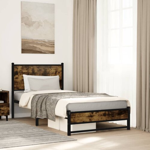 Furnova Kovinski posteljni okvir brez vzmetnice dimljen hrast 80x200 cm, (21937412) Slike