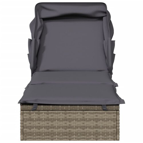 LEŽAJ za sunčanje sklopivi krov sivi 213 x 63 x 97 cm poliratan Slike