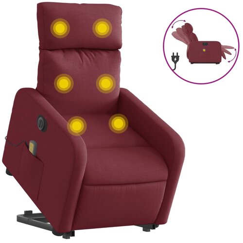  Električni masažni naslonjač na podizanje od tkanine boja vina Slike