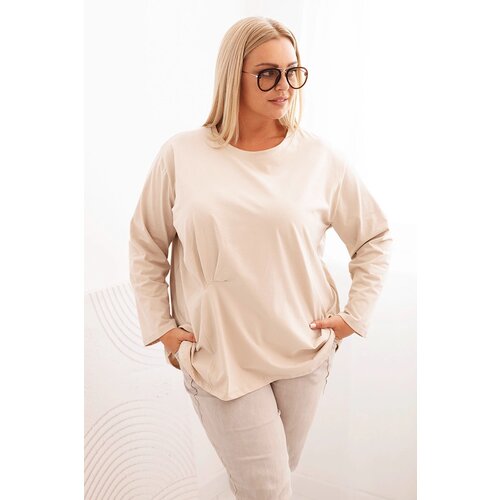 Kesi Włoski Women's Plus Size blouse with cotton, featuring a pocket and rolled sleeves kiwi Cijene