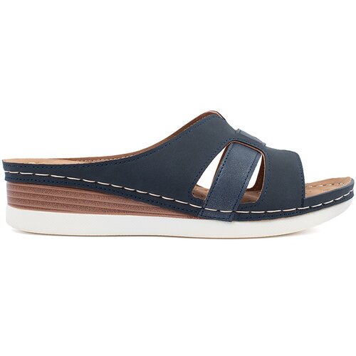 Shelvt Comfortable flip-flops on a low wedge blue Cene
