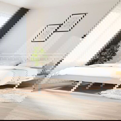 The Living Store Posteljni okvir bel iz borovine 200x200 cm - Posteljni Okvir, (21524471) Slike