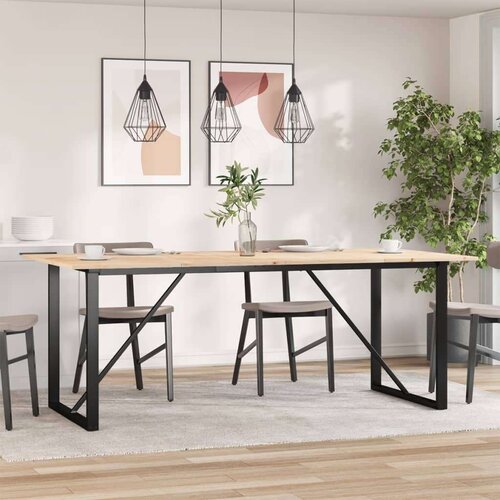  Blagovaonski stol O-oblika 200x100x75 cm od borovine i željeza Slike