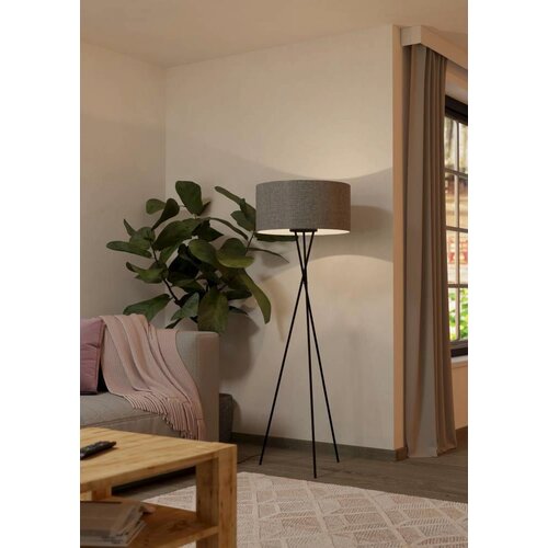 Eglo podna lampa Fondachelli 900187, 1x E27, visina 151,5 cm, crna, sivo tekstilno sjenilo Cijene