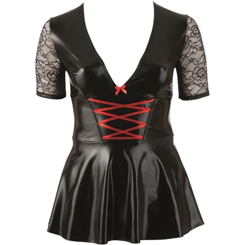 Cottelli Plus Size - svijetla haljina s crvenom čipkom (crna) Slike