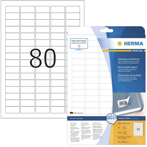 Herma Samolepilne etikete 10003, (35,6 x 16,9 mm) 25/1 Slike