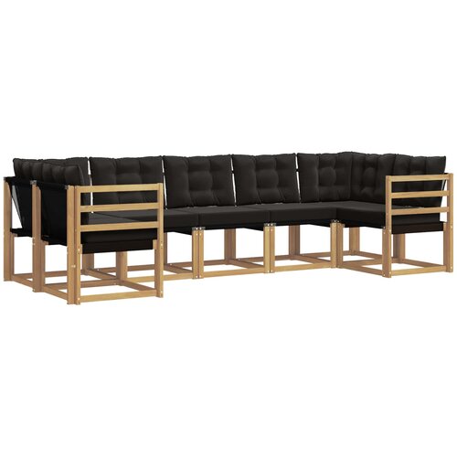  Set vanjskih sofa 7 kom. Bijela i crna Smeđa 304 x 126,5 x 73 cm Slike