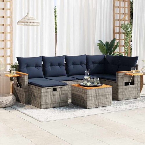 vidaXL 7-dijelni set vrtnih sofa sivi od poliratana Cijene