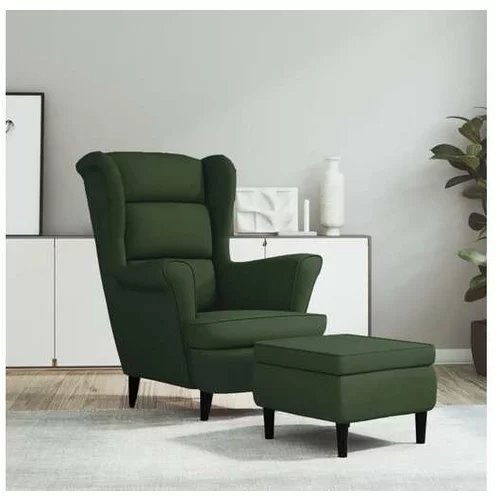  Fotelj s stolčkom temno zelen žamet