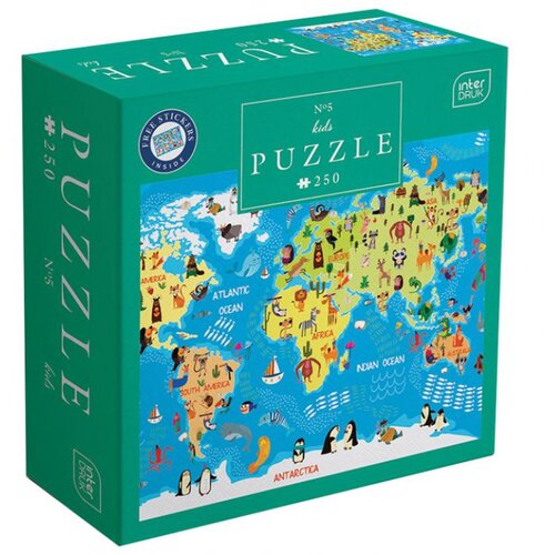 Puzzle 250 KOM KIDS 5 WORLD MAP INTERDRUK Slike