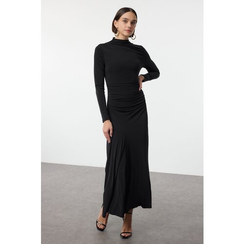 Trendyol Black Fitted Stand Collar Long Sleeve Flexible Maxi Knit Dress Cijene