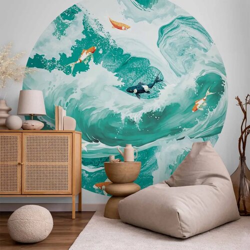  Okrugla fototapeta - Fish and waves 280x280 Cijene