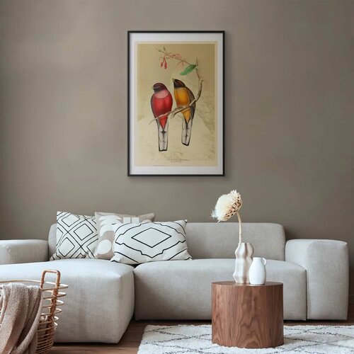  Plakat - Birds on a Branch 60x90 Crni okvir s margom Slike