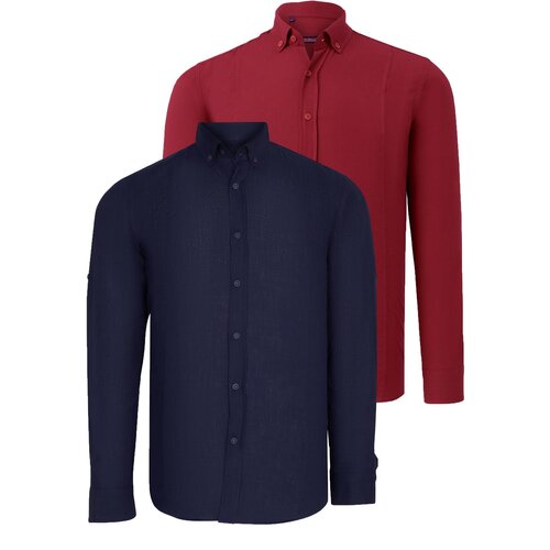 Dewberry DOUBLE SET G721 MEN'S SHIRT-BURGUNDY-NAVY Cijene