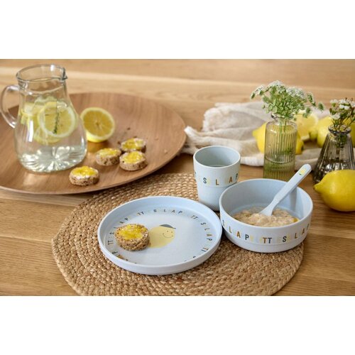 Lässig komplet jedilni set Happy Fruits krožnik, skledica, lonček, žlička lemon Cene