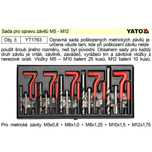 Yato Komplet za popravilo navojev M5 - M12 YT-1763, (20687513) Slike