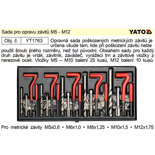 Yato Komplet za popravilo navojev M5 - M12 YT-1763, (20687513)