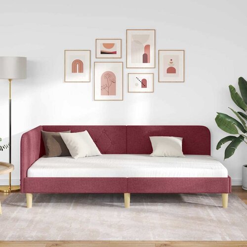  Kutni okvir kreveta Vinska crvena 90 x 190 cm tkanina Slike