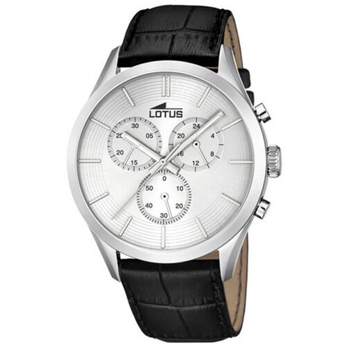 Lotus muški minimalist srebrni elegantni hronograf ručni sat sa crnim kožnim kaišem 604593 Cene